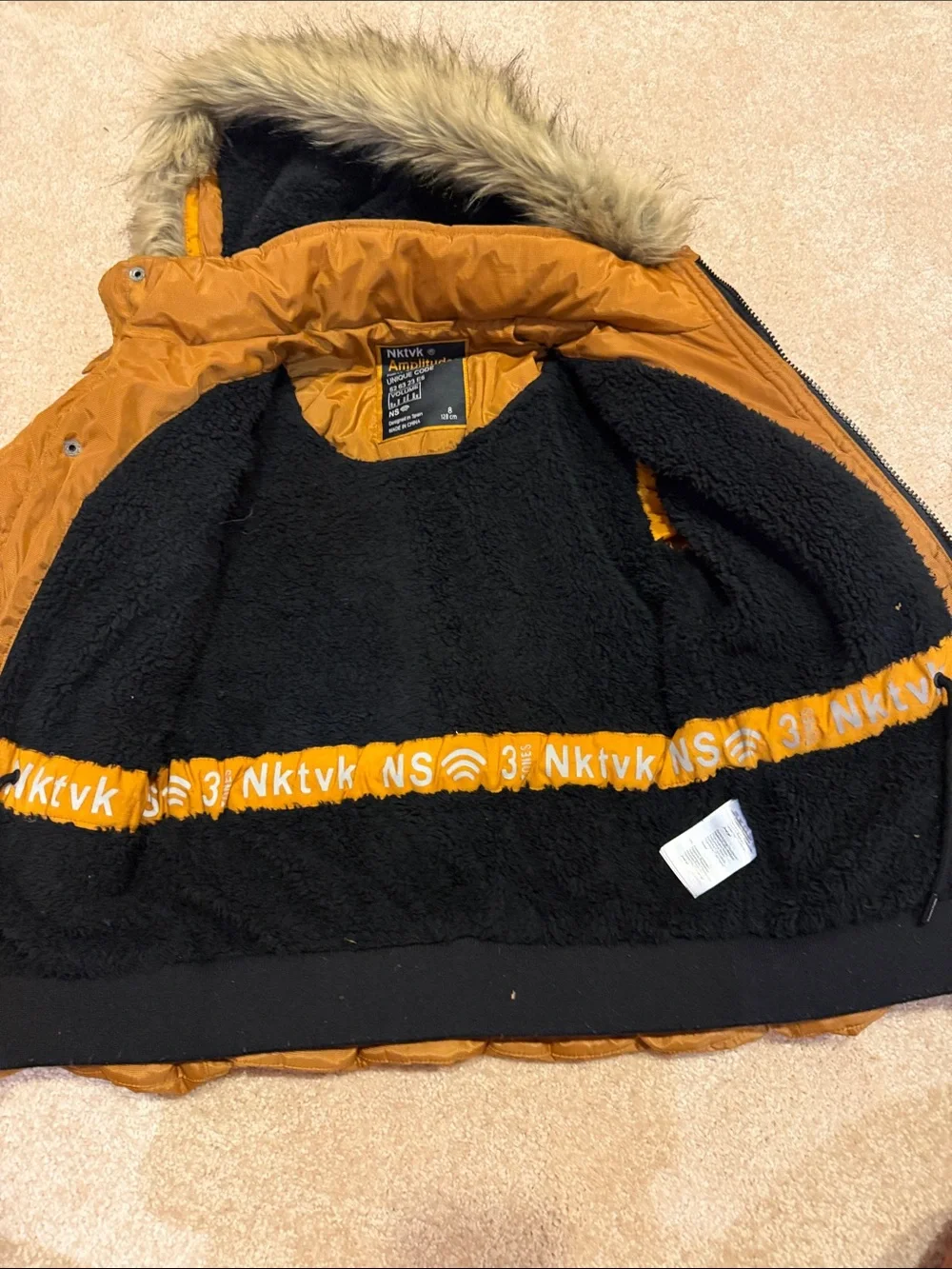 Mayoral Rust Orange Hooded Puffer Jacket with Faux Fur Trim